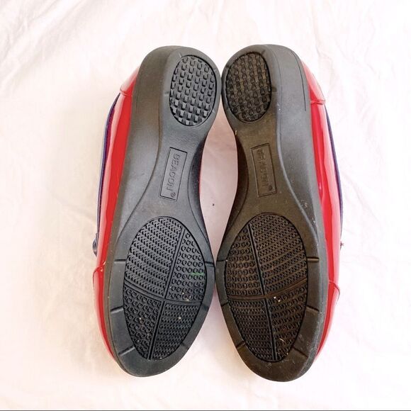 Beacon Red and Blue Puddle Jumper Wedge Heel Patent Duck Shoes - Picture 5 of 5